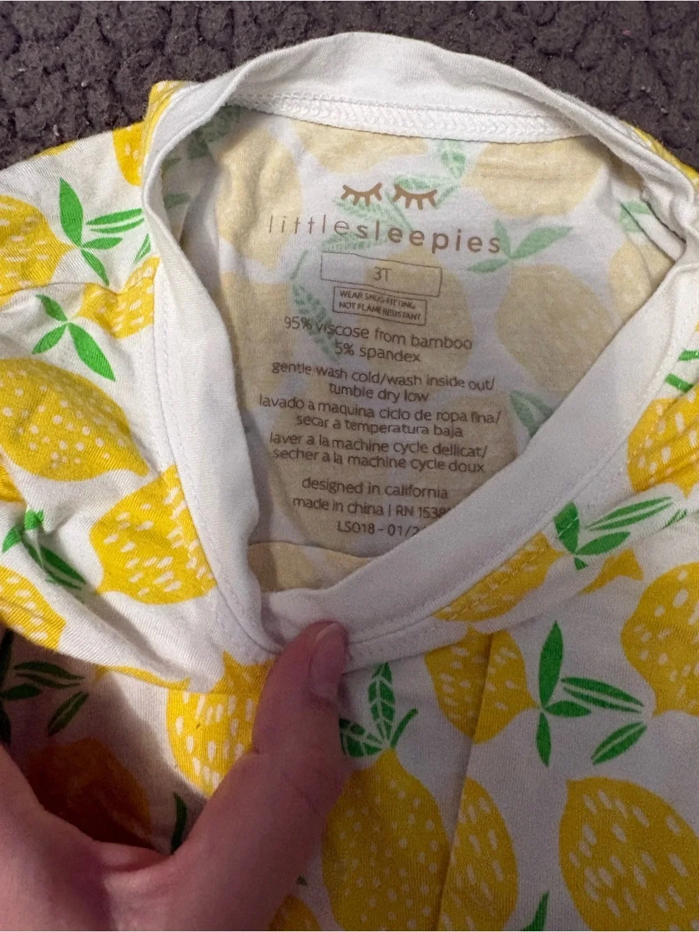 Little Sleepies White & Yellow Lemon Print Long Sleeve Pajama Set